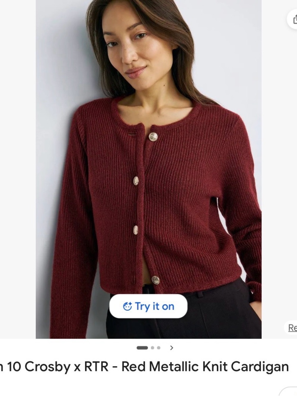 Derek Lam Deep Red Ribbed Knit Cardigan
